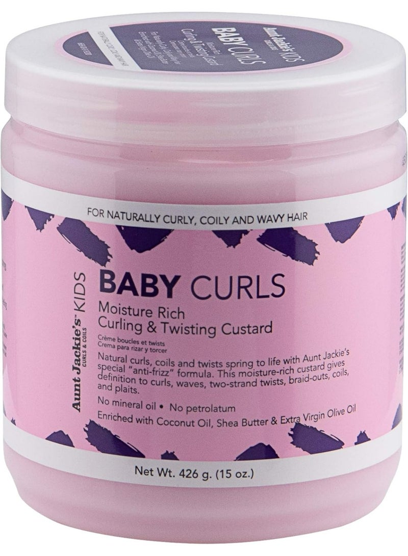 أنت جاكيز كاسترد Aunt Jackie’s Girls Baby Girl Curls لتجعيد وتصفيف الشعر 15 أونصة (426 جم) للأطفال، تعريف لطيف للتموجات وترطيب - Image 1